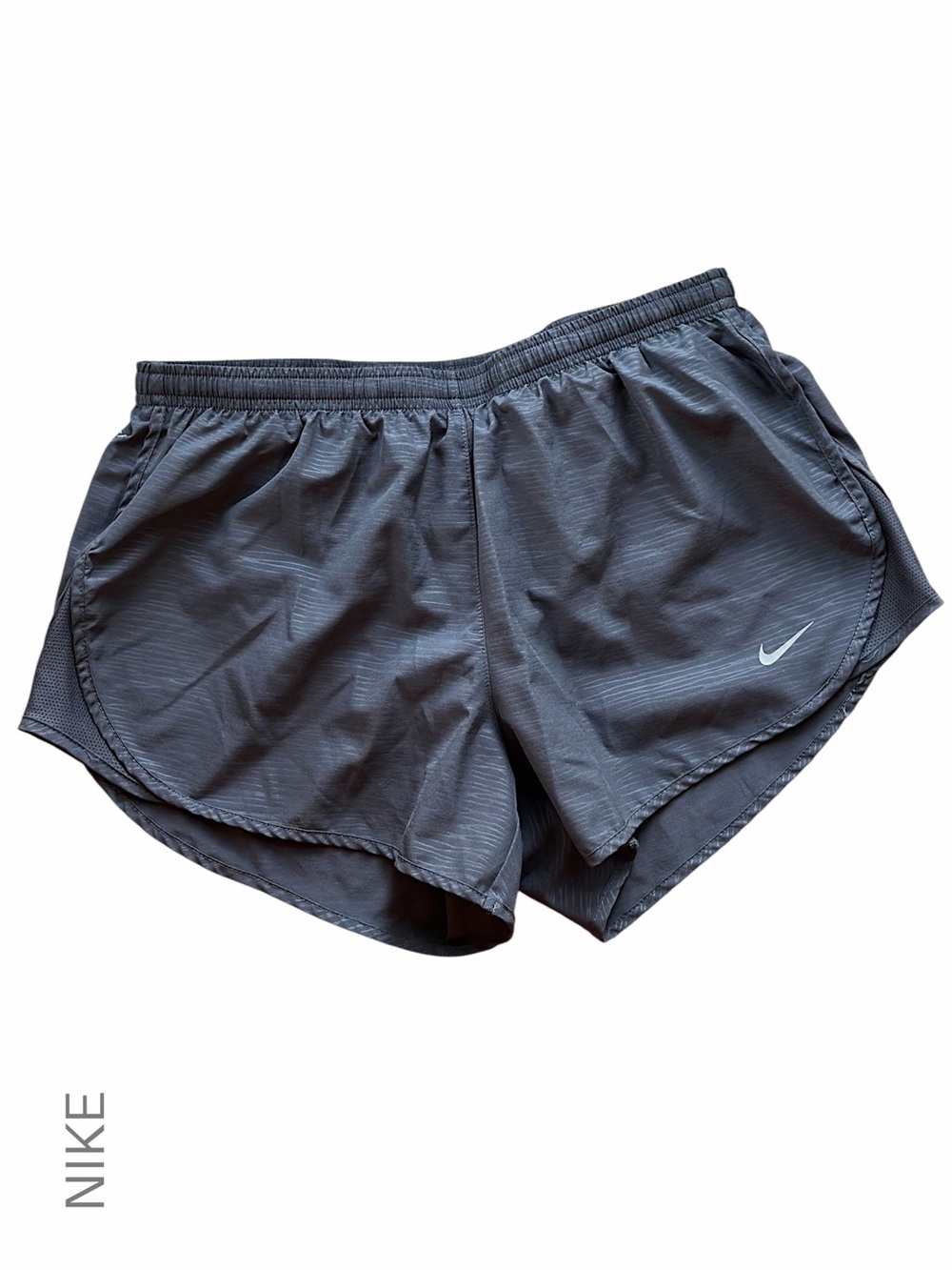 NIKE NWOT DRI-FIT BRIEF-LINED ATHLETIC RUNNING SHORTS CHARCOAL POCKETS | MEDIUM